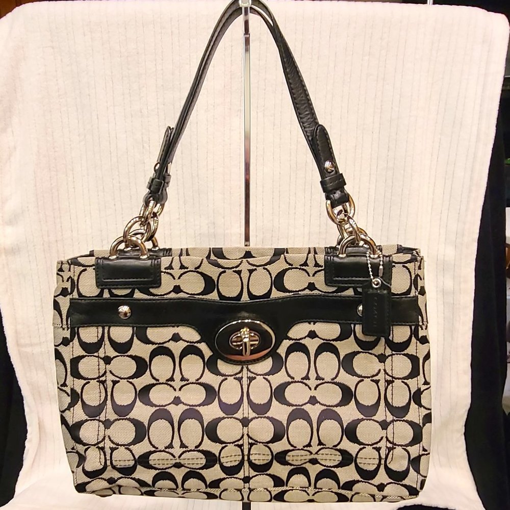 Coach Black & Grey Signature Canvas Penelope